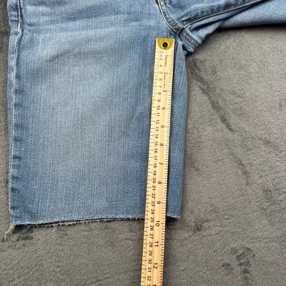 American Eagle Bermuda Denim Shorts Womens 8 Raw Hem Stretch Blue Excellent